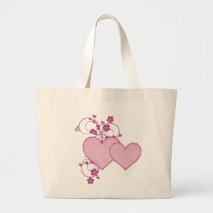 ダブルピンクハート&グリッターD2バレンタインデー ラージトートバッグ
