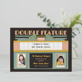 ダブルフィーチャー映画ツインズバースデーパーティー 箔招待状 (立ち正面)