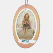 ダブルフォトオーバルクリスマスオーナメント セラミックオーナメント (左)