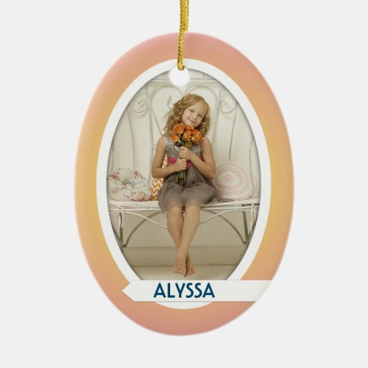 ダブルフォトオーバルクリスマスオーナメント セラミックオーナメント (正面)