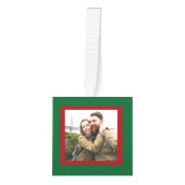 ダブルフォトクリスマスキューブ赤と緑 キューブオーナメント (正面)