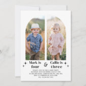 ダブルフォトジョイント誕生日招待状 招待状 (正面)