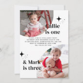 ダブルフォトジョイント誕生日招待状 招待状 (正面)