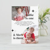 ダブルフォトジョイント誕生日招待状 招待状 (スタンド正面)