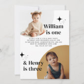 ダブルフォトジョイント誕生日招待状 招待状 (正面)