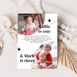 ダブルフォトジョイント誕生日招待状 招待状