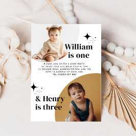 ダブルフォトジョイント誕生日招待状 招待状