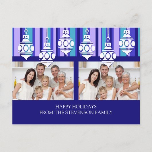 ダブルフォトハッピーホリデーズクリスマスはがき シーズンポストカード (正面)