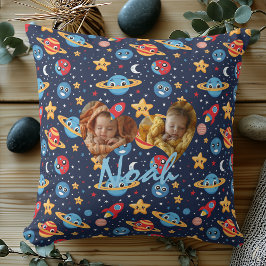 ダブルフォトピローかわいい宇宙模様 クッション