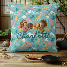 ダブルフォトピローとかわいい海パターン