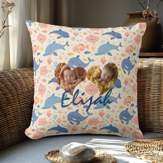 ダブルフォトピローハートフレームかわいい海 クッション