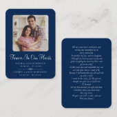 ダブルフォトメモリアル葬儀ブルー祈りの言葉カード 名刺 (正面/裏面)