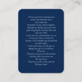 ダブルフォトメモリアル葬儀ブルー祈りの言葉カード 名刺 (裏面)