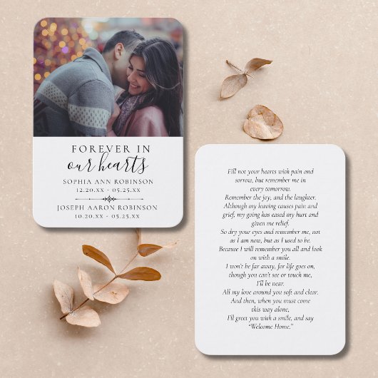 ダブルフォトメモリアル記念祈りの言葉カード 名刺