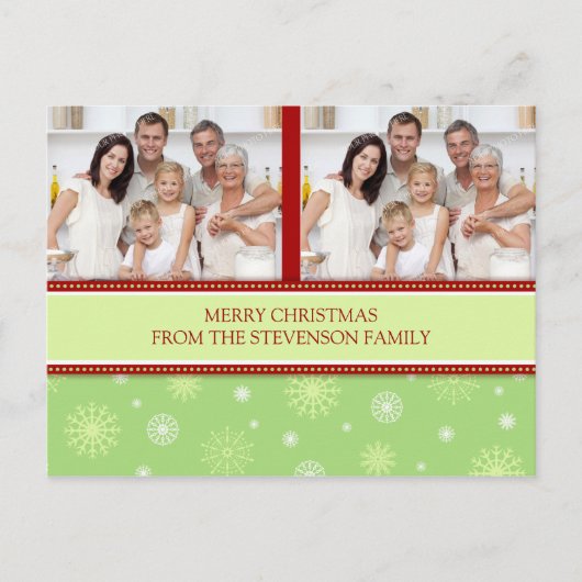 ダブルフォトメリークリスマスポストカード雪 シーズンポストカード (正面)