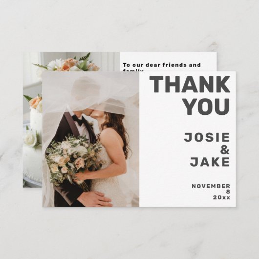 ダブルフォトモダンサンキューカード 招待状 (正面/裏面)