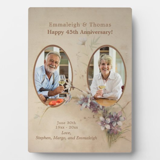 ダブルフォトヴィンテージ結婚記念日の記念 フォトプラーク (正面)