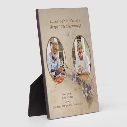 ダブルフォトヴィンテージ結婚記念日の記念 フォトプラーク (側面)