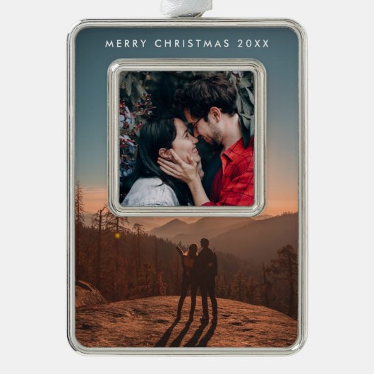 ダブルフォト シルバープレートフレームオーナメント (正面)