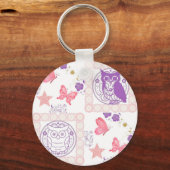 ダブルフクロウと蝶キーチェーン キーホルダー (正面)