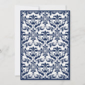 ダブルフレームが付いているダマスク織のボーダー(海軍及び白) 招待状 (正面)