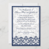 ダブルフレームが付いているダマスク織のボーダー(海軍及び白) 招待状 (裏面)