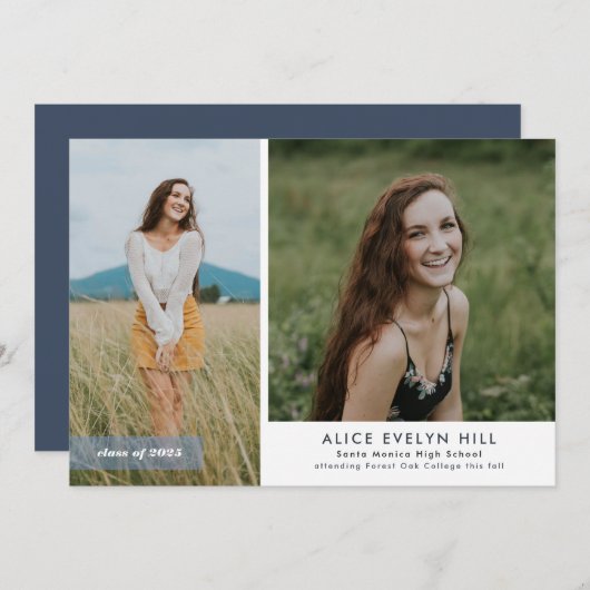 ダブルフレーム卒業発表 案内状 (正面/裏面)