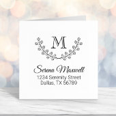 ダブルフローラリース、フラワーズモノグラム2アドレス セルフインキングスタンプ