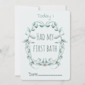 ダブルブルーベビーマイルストーンカード縁どフローラ 招待状 (裏面)