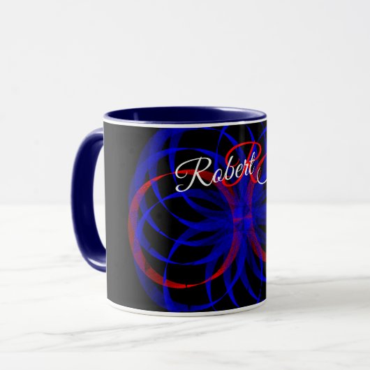 ダブルブルーベリーカラー幾何学模様コーヒーマグ マグカップ (正面左)