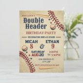 ダブルヘッダー野球の誕生日の招待状 招待状 (スタンド正面)