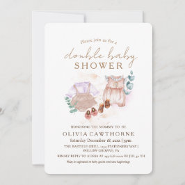 ダブルベビーシャワーかわいい女の子ベビーシャワー 招待状