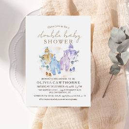 ダブルベビーシャワー招待状かわいいモダンベビーシャワー 招待状