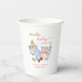 ダブルベビーシャワー水彩ピンクブルー 紙コップ (正面)