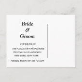 ダブルベル結婚ズの結婚式は日付カードを保存 案内ポストカード (裏面)