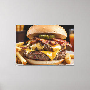 ダブルベーコンチーズバーガー キャンバスプリント