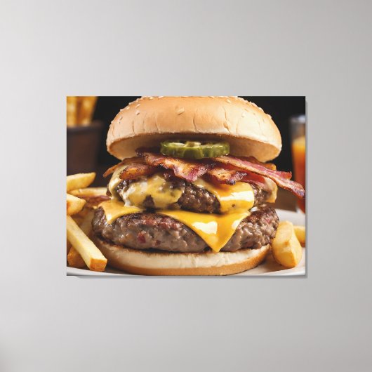 ダブルベーコン・チーズバーガー キャンバスプリント (正面)