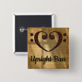 ダブルベースクレフ、 音符記号ハートアップライトベース 缶バッジ (正面&裏面)