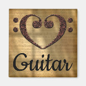 ダブルベースクレフ、 音符記号ハートギター マグネット (正面)