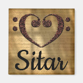 ダブルベースクレフ、 音符記号ハートシタール マグネット (正面)