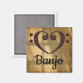 ダブルベースクレフ、 音符記号ハートバンホ マグネット (正面/裏面)