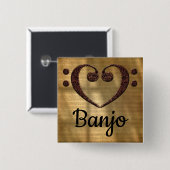 ダブルベースクレフ、 音符記号ハートバンホ 缶バッジ (正面&裏面)