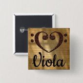 ダブルベースクレフ、 音符記号ハートビオラ 缶バッジ (正面&裏面)