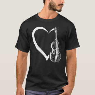 ダブルベースハートダブルベースプレイヤーダブルベース Tシャツ