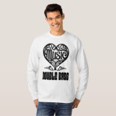 ダブルベース愛好家のための優雅なスクロールハート Tシャツ (正面フル)