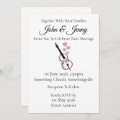 ダブルベース結婚式招待状ベースミュージシャン 招待状 (正面/裏面)