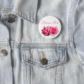 ダブルホットピンクバラ花ガール結婚ズ 缶バッジ (インサイチュ)