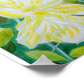 ダブルホワイトハイビスカス花水色 ポスター (角)