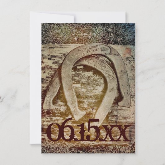 ダブルホースシューズ素朴結婚式招待状 招待状 (裏面)