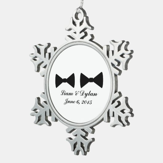 「ダブルボウタイズ」プーターオーナメント スノーフレークピューターオーナメント (右)